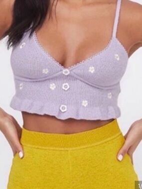 For Love And Lemons Lilac Daisy Knit Camisole